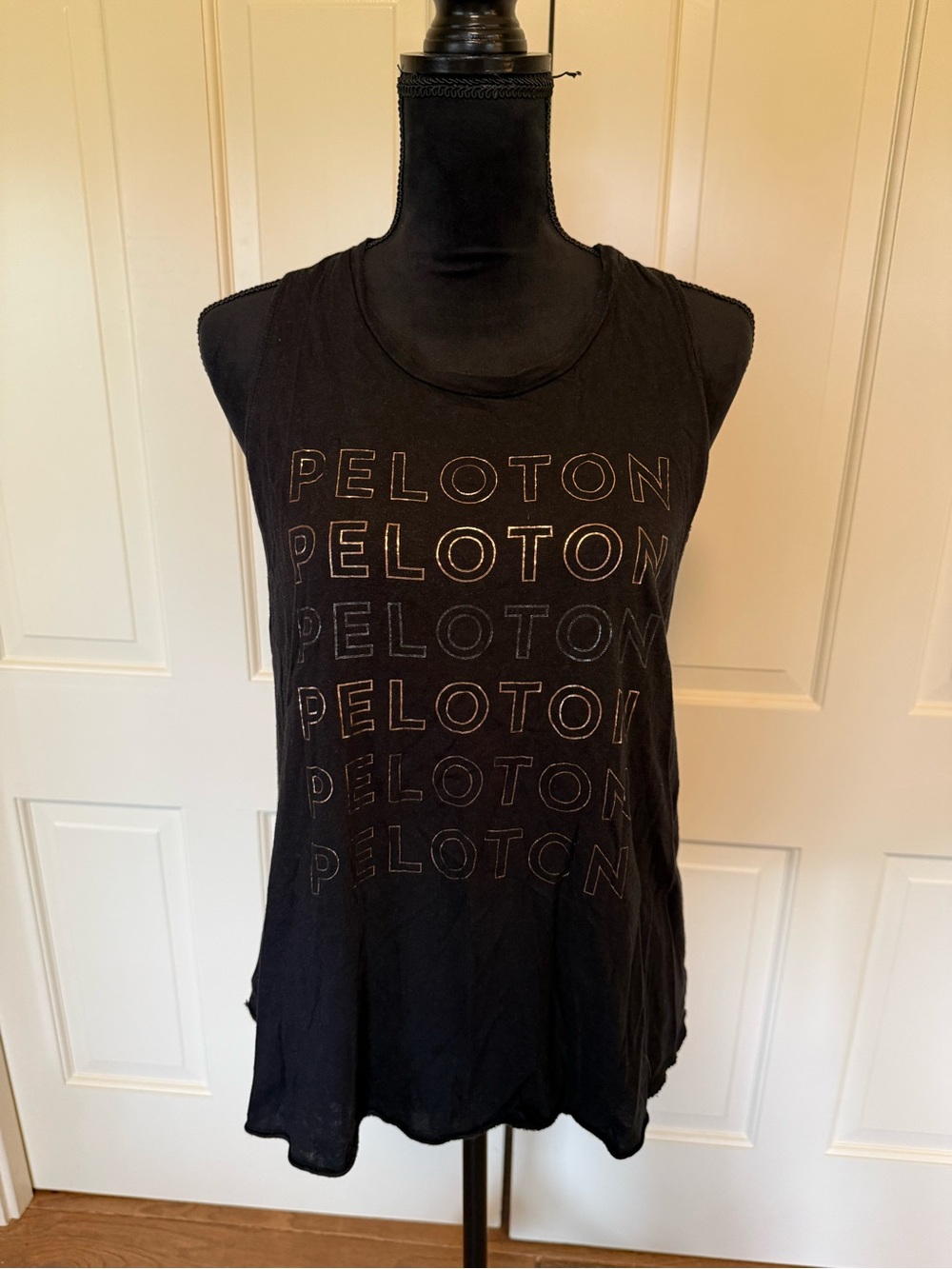 Peloton Black Repeat Logo Scoop Neck Tank